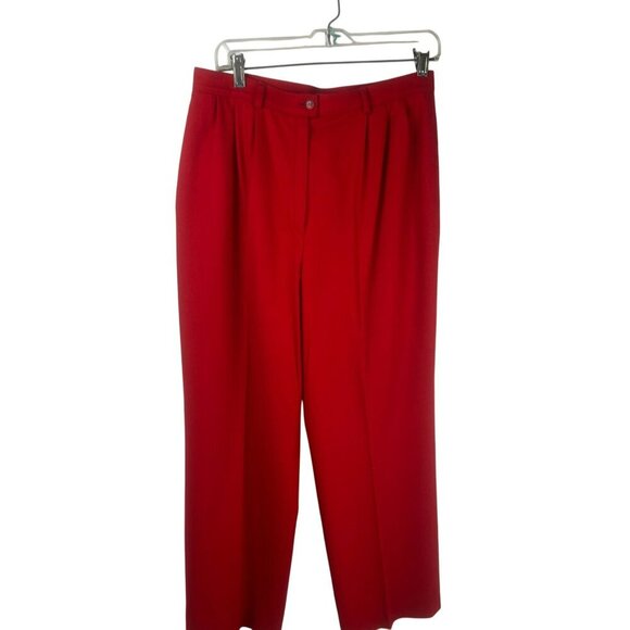 Vintage 80s 90s Pendleton 100% Wool Pants Women 10 Red Pleated Straight Holiday - Picture 1 of 9